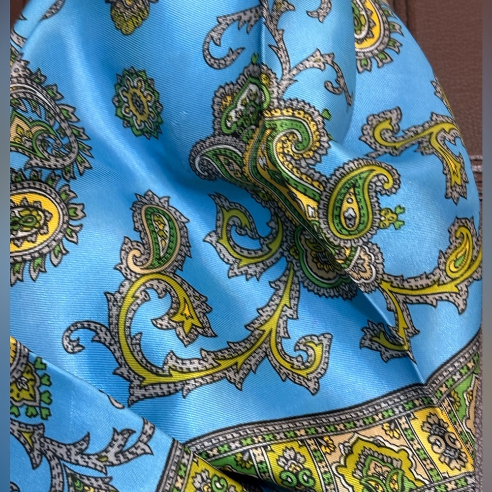 Blue Paisley Scarf Vivid Colors Elegant Lilly D’or